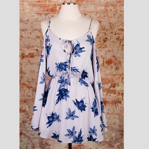 Lilac tropical Cold Shoulder Dress
